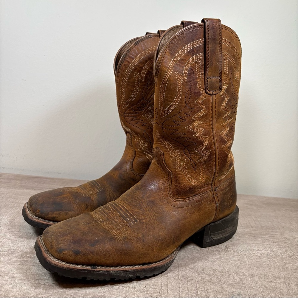 Ariat Hybrid Ranchwork Brown Leather Western Work Boot - 10042395
